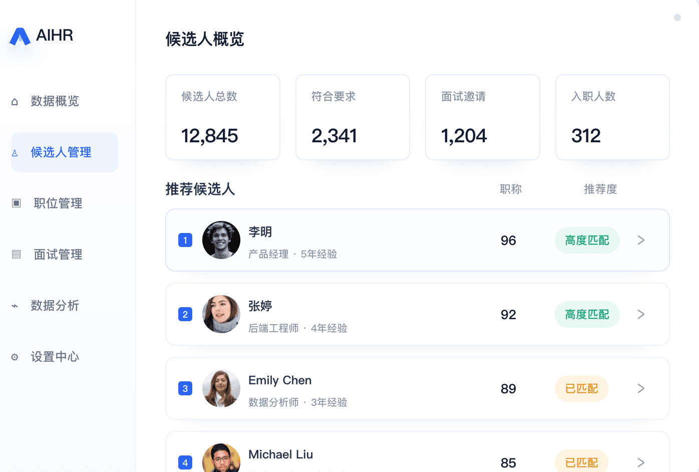 AI-HR 产品工作台完整截图